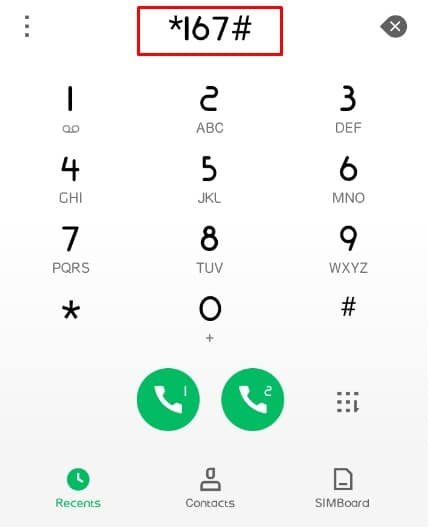 ডায়েলার অ্যাপে নগদ একাউন্ট খোলার কোড *167# ডায়েল করা হয়েছে।